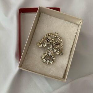 Vintage Two-Tone Silver & Gold Rhinestone Crystal Costume Brooch Pin